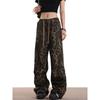 GMXIA Leopard Print Pants Spring Straight Hip Hop Hop Cargo Casual Pants