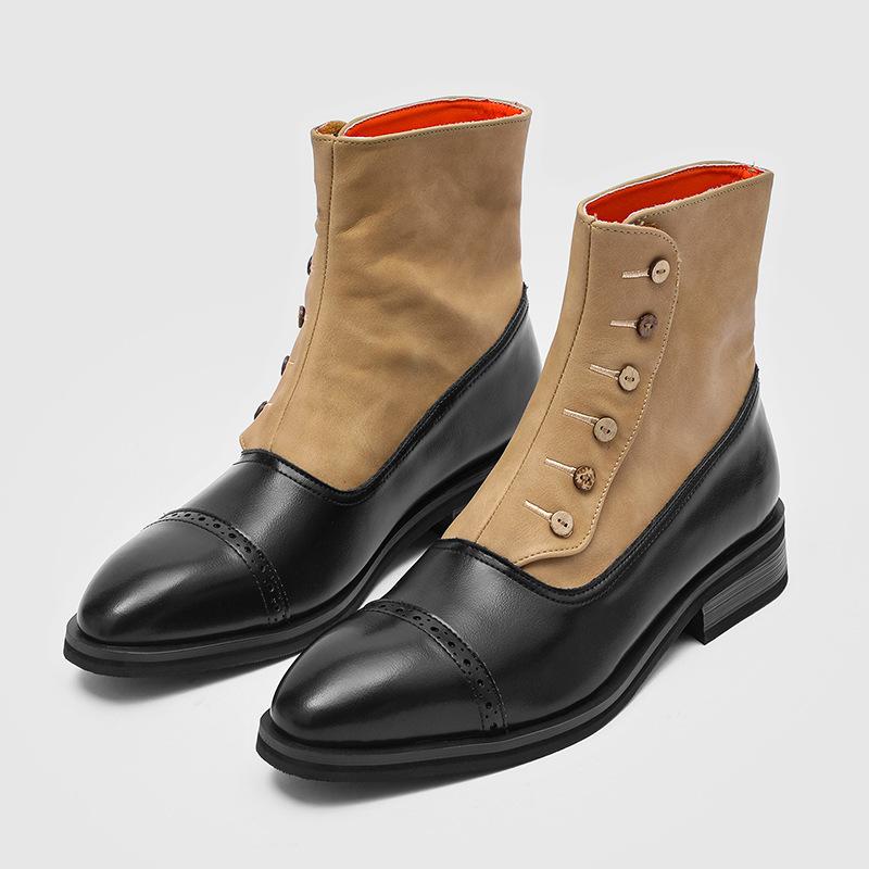 Chelsea Boots Men`S Splicing Buttons Trend