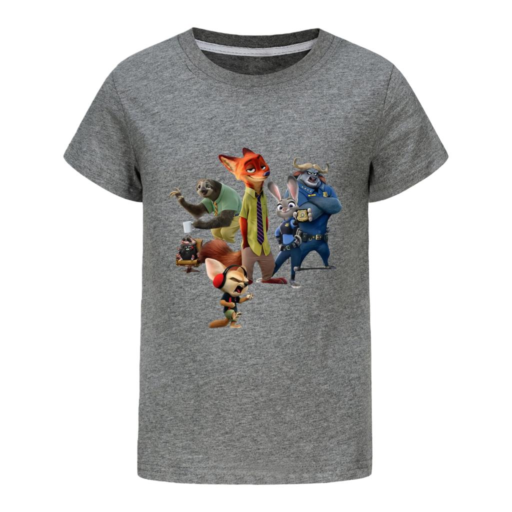 Fashionable Round Neck Short Sleeve Work Clothes Printed Tops For KID Summer Tops