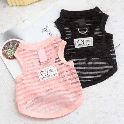 Spring and Summer Pet Legs Breathable Light Hollow Stripes Bear Leash Dog Vest Cat Teddy Dog Clothes