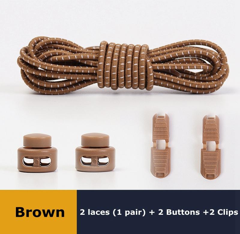 Lacets sans nœuds Lacets sans cravate Baskets Plastique Verrouillage solide Élastique Rond Lacets de chaussures pour Enfants Adultes Personnes âgées Taille unique