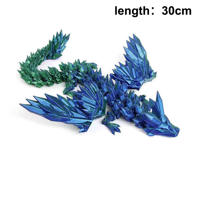 3D Printed Dragon Colorful Gem Dragon Figurines Movable Joint Rotatable Articulated Dragon Crafts Desktop Western Action Figure