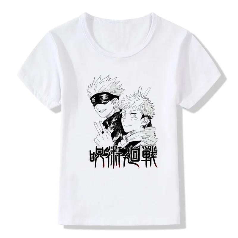 Anime Jujutsu Kaisen Cartoon Print Kinder T-Shirts Kinder T-Shirt Damen T-Shirt Jungen Oberteil Erwachsene Kinder Eltern-Kind Männer Baumwolle T-Shirt