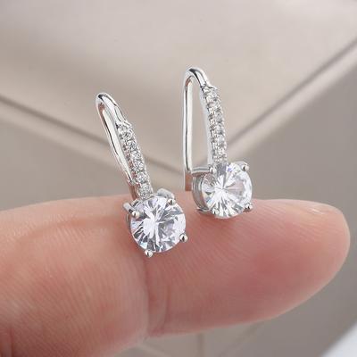 Classic Earrings for Women Fashion Round Zircon Earrings Shiny Zircon Jewelry High Quality Earring Gift
