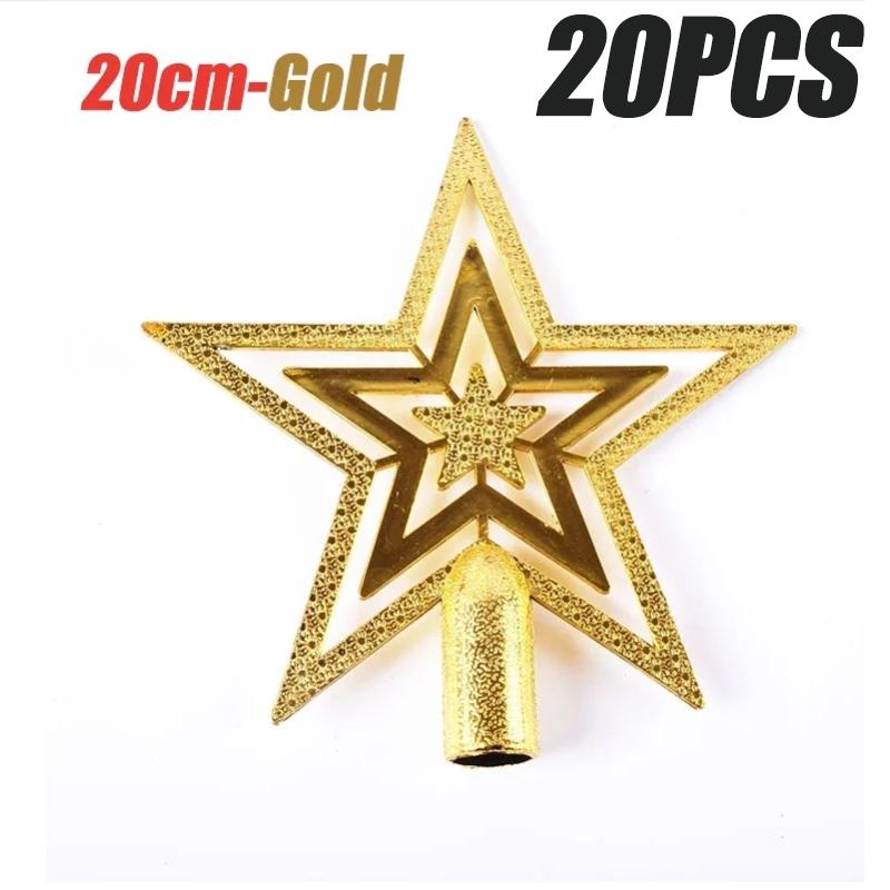 50PCS Christmas Day Christmas Tree Plating Tree Top Star Decoration Gold and Silver Five-Pointed Star Hanging Decoration
