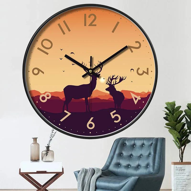 8 InchWall Clock Modern Design Chinese Style Series Art Round Mute Creative Hanging Home Living Room Bedroom Decoration