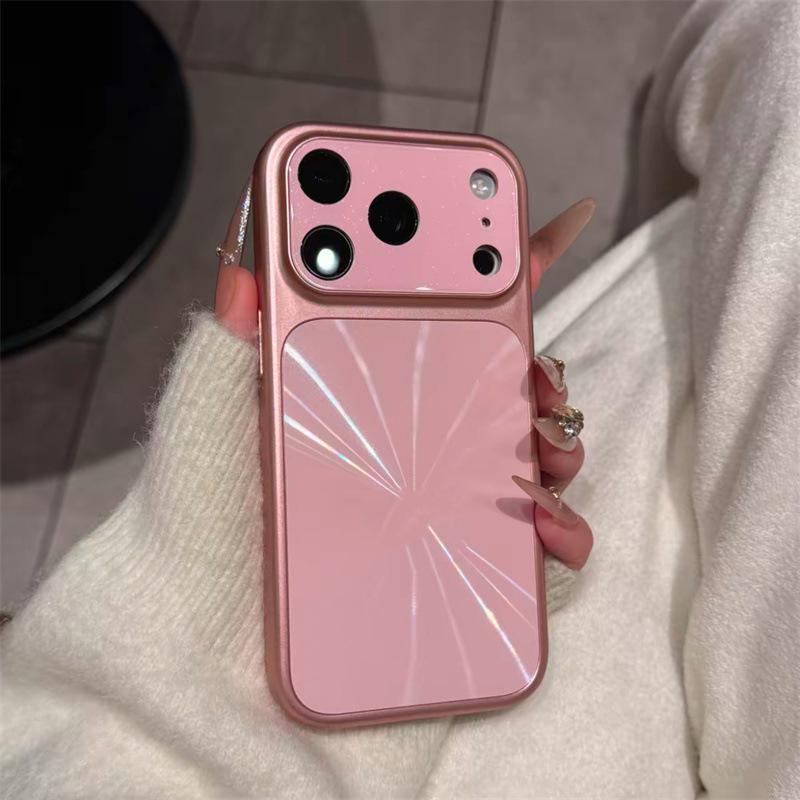 

iPhone 17 Pro Case with Aurora CD Pattern & 15 Pro Lens Protector – Compatible with Large Window Display 13 Pro Max розовый