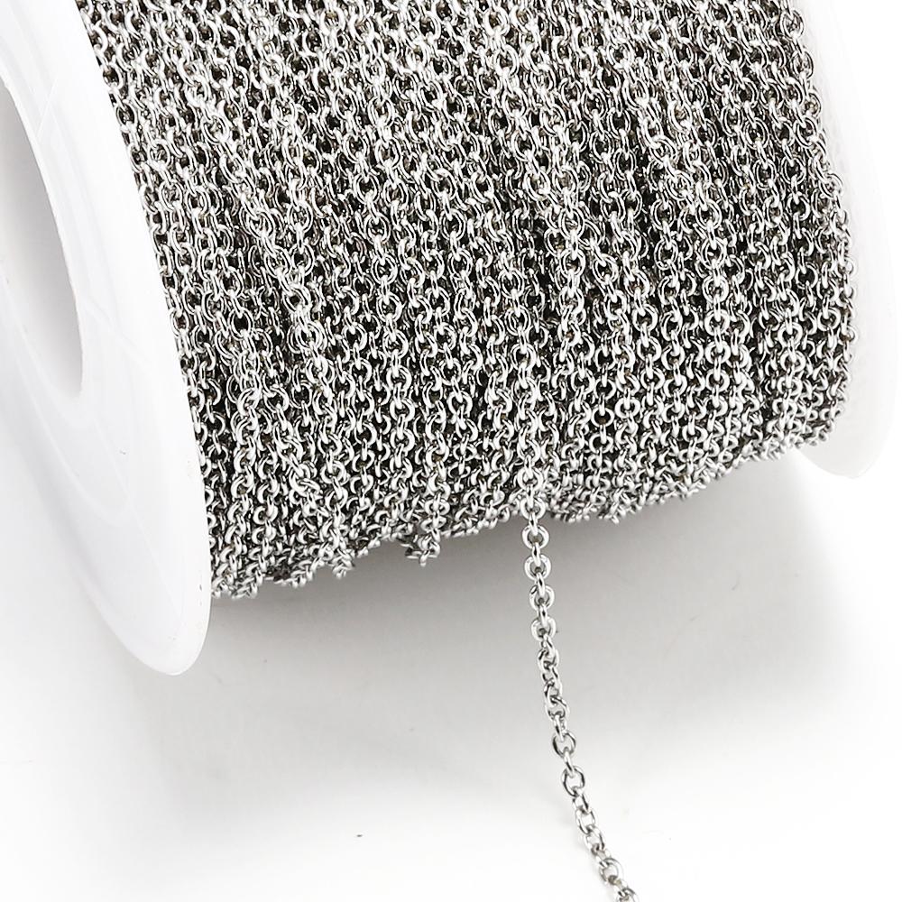 10Meters 2Meters Gold Color Stainless Steel O Shape Link Chain Round Cross Chain Bracelet Necklace DIY Jewelry Making DIY