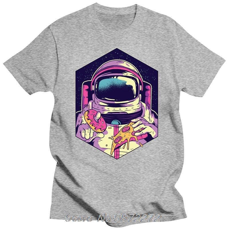 

Astro Foodie Spaceman Eatting Pizza Cotton Tshirt Unisex T Shirt Oversized Tshirt Graphic Tees Tops Mens Clothing Streetwear S