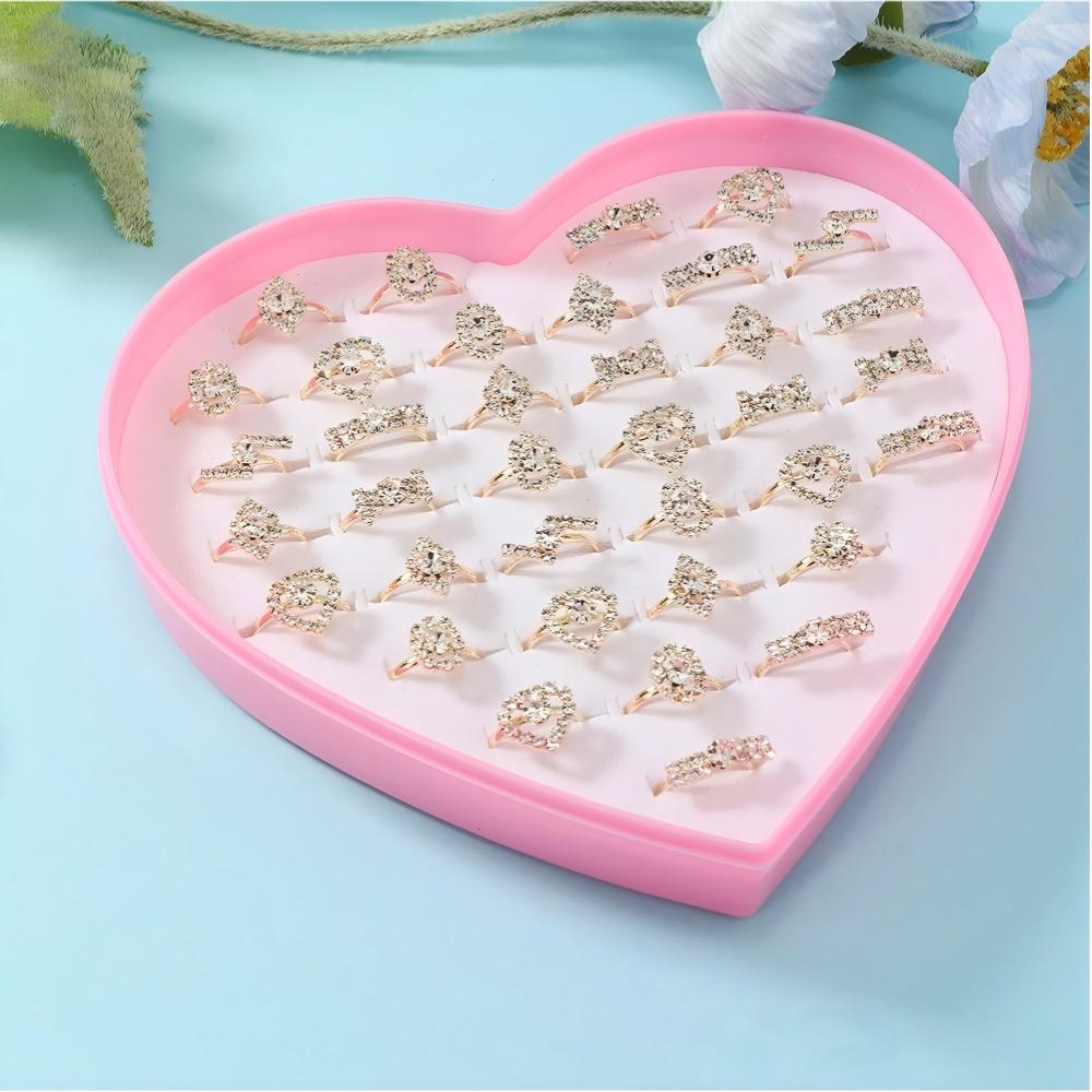 36 Pezzi Anelli Dita Mignolo per Bambini Cartoni Animati - anelli con chiusura carina con confezione regalo a forma di cuore