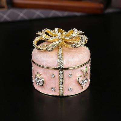 Nouvelle boîte à bijoux en émail avec nœud et diamants, boîte de rangement pour bijoux, boîte à bijoux, artisanat métallique, ornement de maison