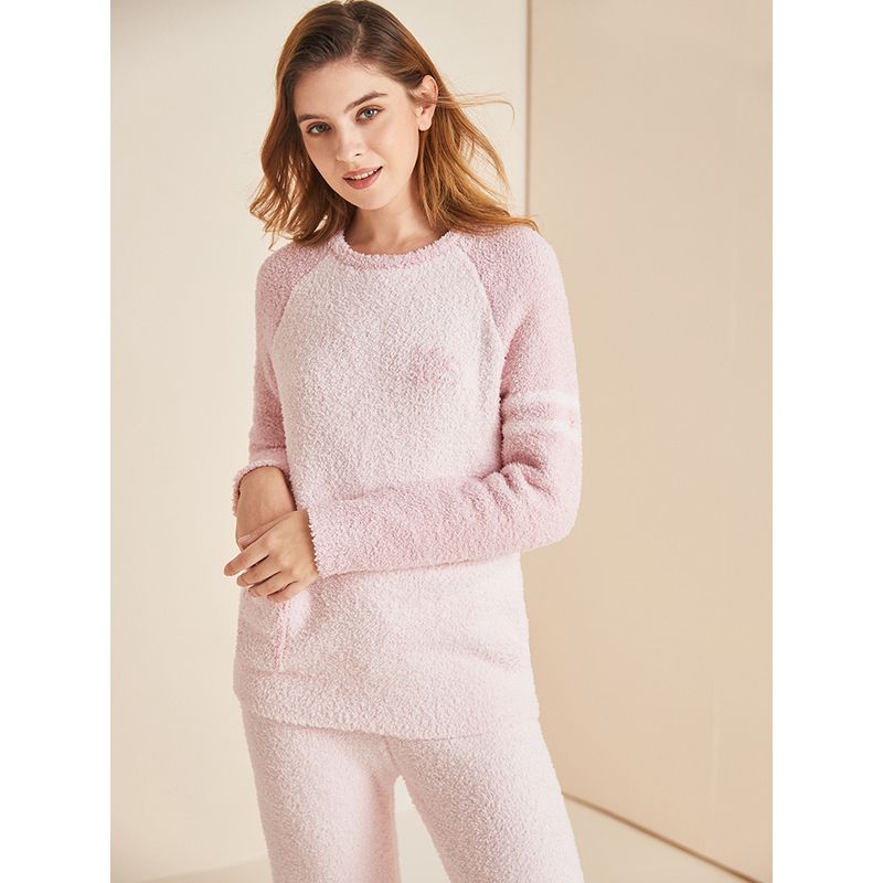 Soft Glutinous beyond Imagination Heattech Men's and Women's Couple Pajamas Women's Autumn and Winter Long Sleeves Homewear Suit Two-piece Set Men's