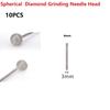Grinding Needle Head Dressing Kit Round Ball Shape Sculpting Tools Bits Carving 10pcs 3mm Shank 4/5/6/8/10/12mm