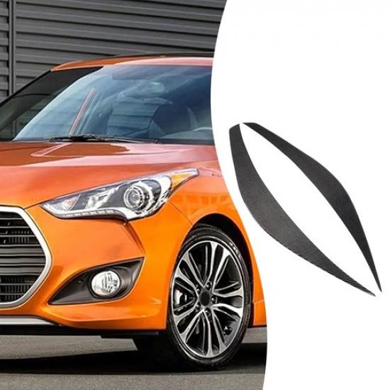 Soft Carbon Fiber Headlight Eyebrow Trim Sticker For Hyundai Veloster 2011-2017