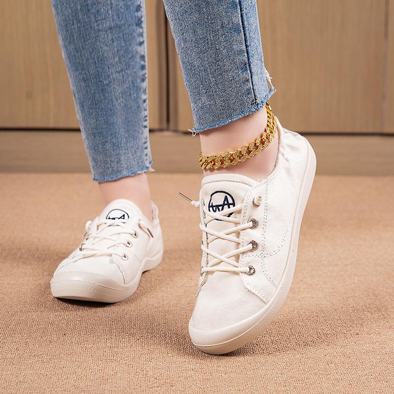 

2024 грязные туфли старые парусиновые туфли женские летние новые ретро повседневные ленивые семейные полуперетаскиваемые мужские и женские бисквитные туфли 43 белый