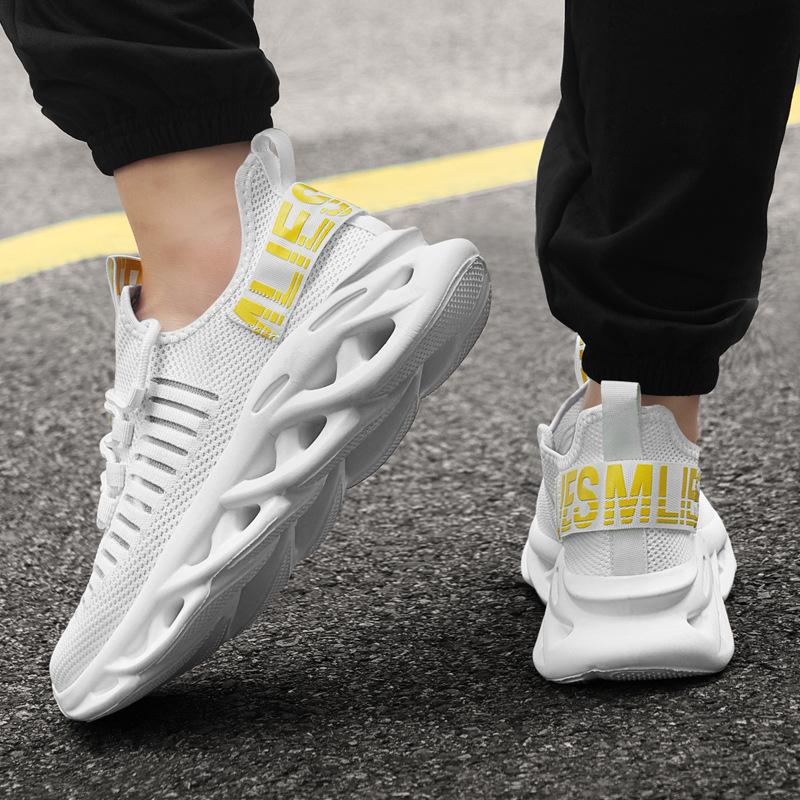 Herbst neue Sportschuhe Herren atmungsaktive Fly-Woven Herrenschuhe Twist-Sohle hohle dicke Sohle Übergröße Freizeitschuhe