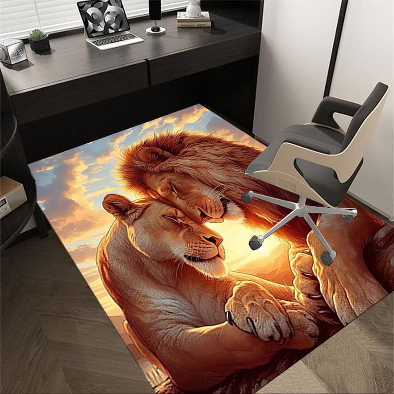 

1PC Lioness Lion Non-Slip Floor Carpet Compatible for Office&Living Room&Dining room - Flat-Weave Machine- Soft & Pattern-E318 60cm by 90cm
