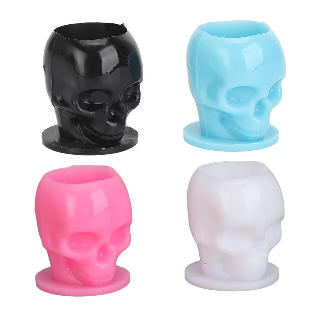 800 Stück Tattoo-Tintenbecher in Totenkopfform, 4 Farben, stabile Basis, verdicktes Einweg-Microblading-Pigment C