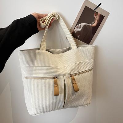 Corduroy Large Capacity Tote Bag Women'S Bag Fashion Shoulder Bag Niche Versatile Handbag