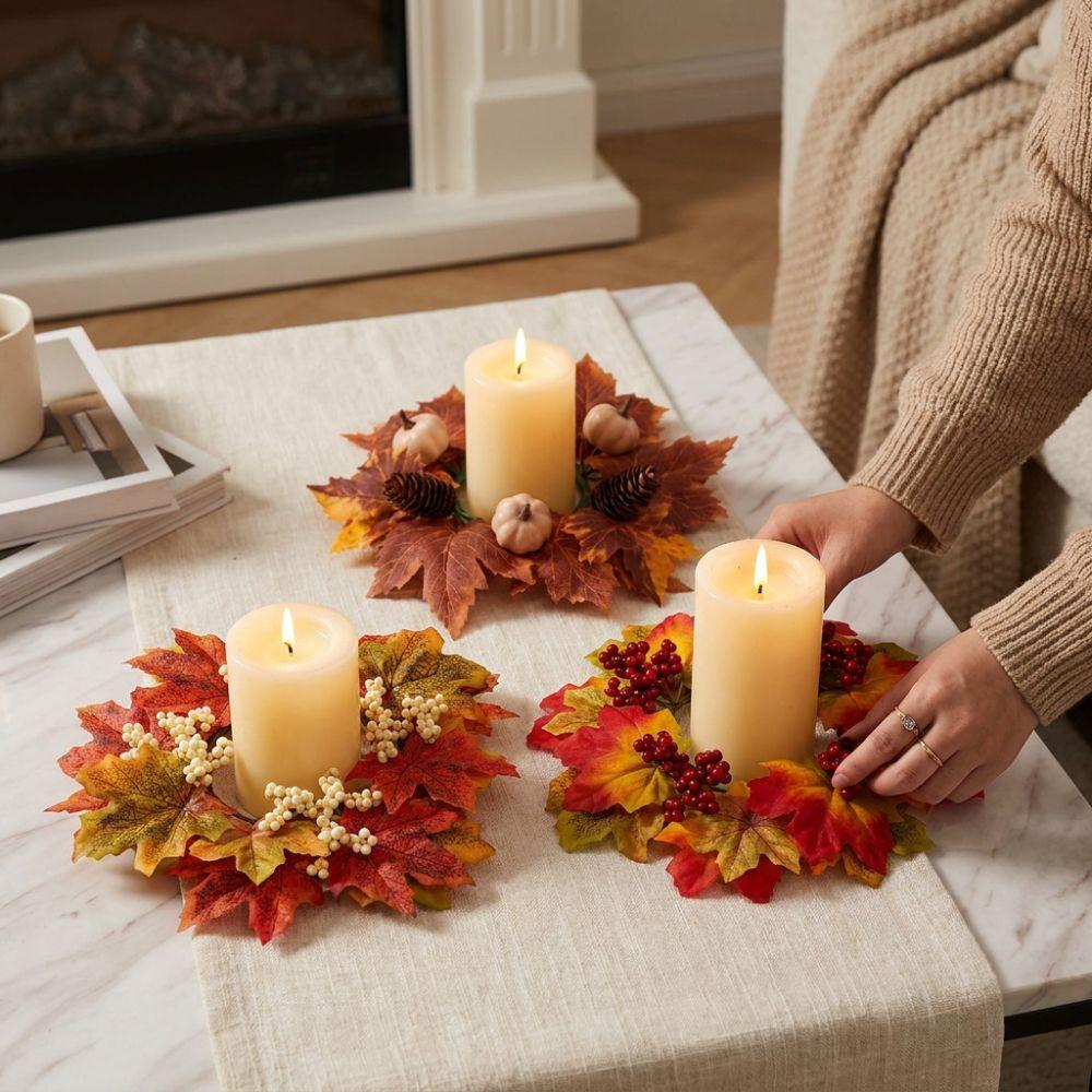 Autumn Harvest Artificial Maple Leaves Garland Pumpkins Fall Mini Wreath  Wedding Party