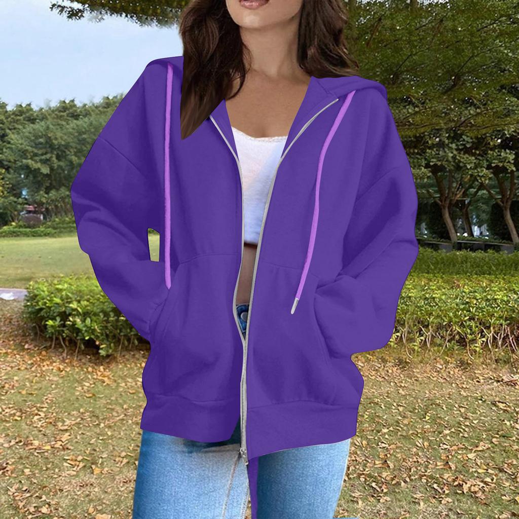 Moda Femenina Casual Manga Larga Color Sólido Sudaderas con Capucha Tops