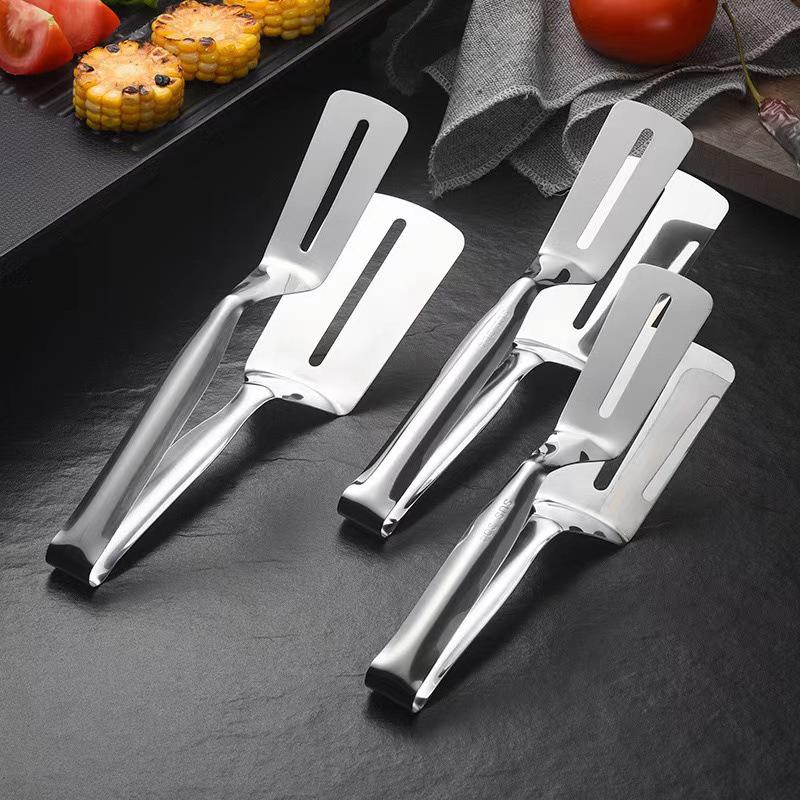 Stainless Steel Multi-Purpose Kitchen Tongs for Steak, Fish, Bread, Pancakes, and BBQ