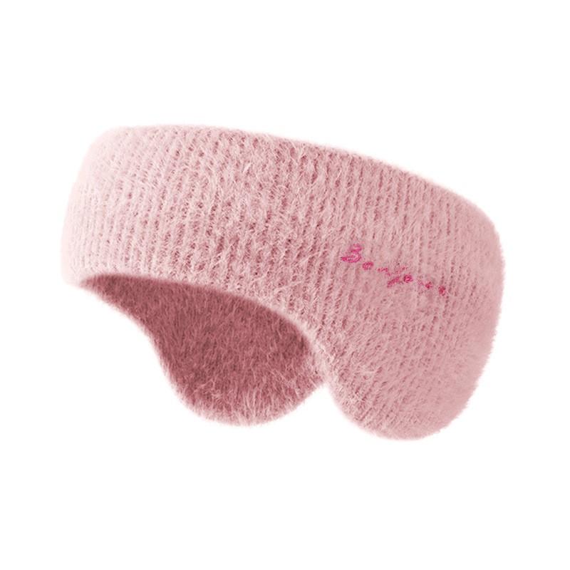 Winter Knitted Faux Mink Warm Ear-Protective Headband Women Stretch Wide Band Outdoor Cycling Sports
