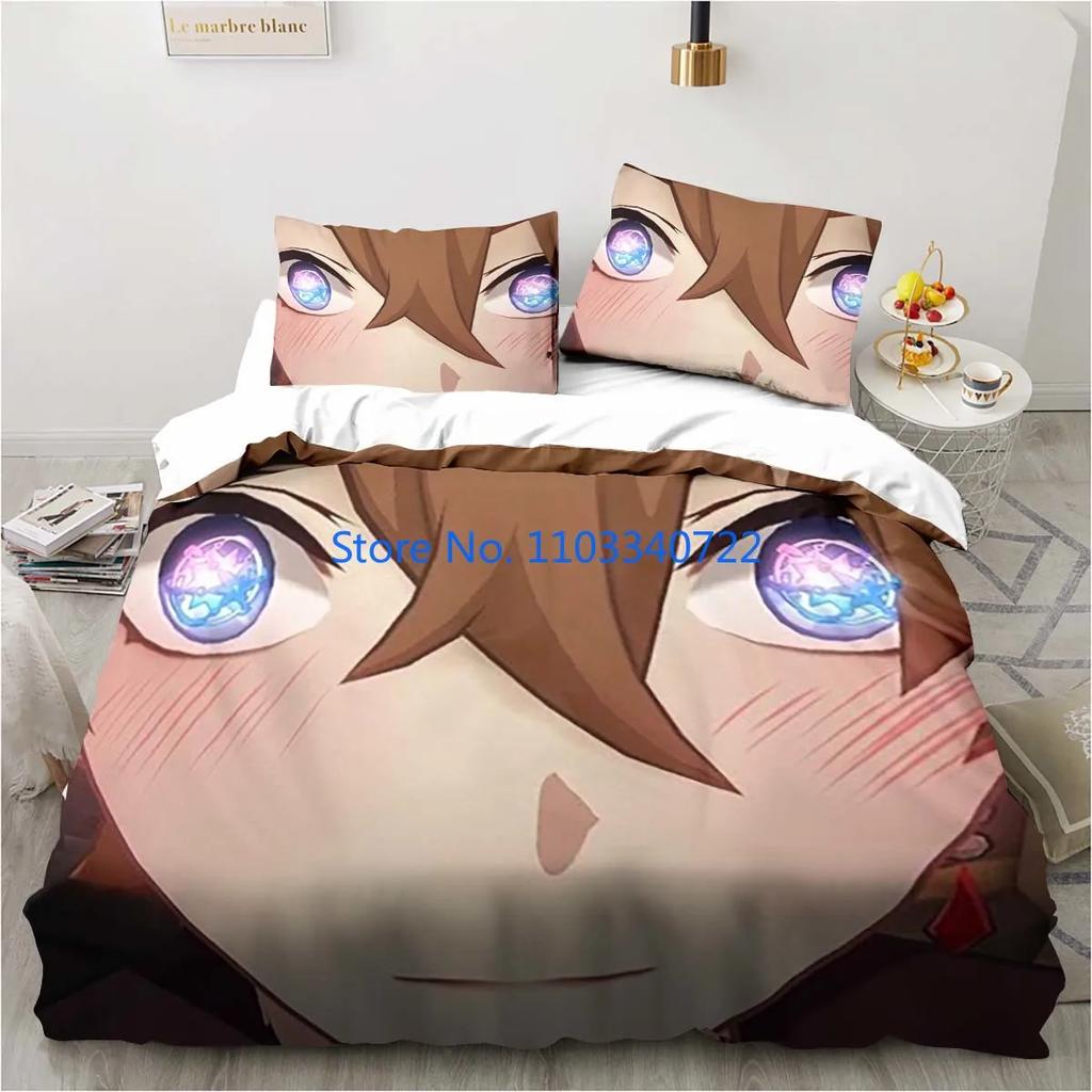 Cartoon Anime Genshin Impact Game Bedding Duvet Cover Print Comforter Cover Bedclothes for Boy Girl Bedding Sets Bedroom Decor