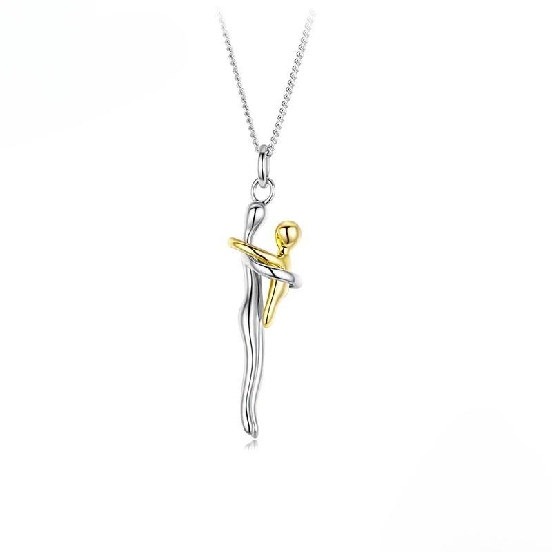 

Sterling Silver Necklace Mom Child Embrace Pregnant Woman Gift Fine Jewelry
