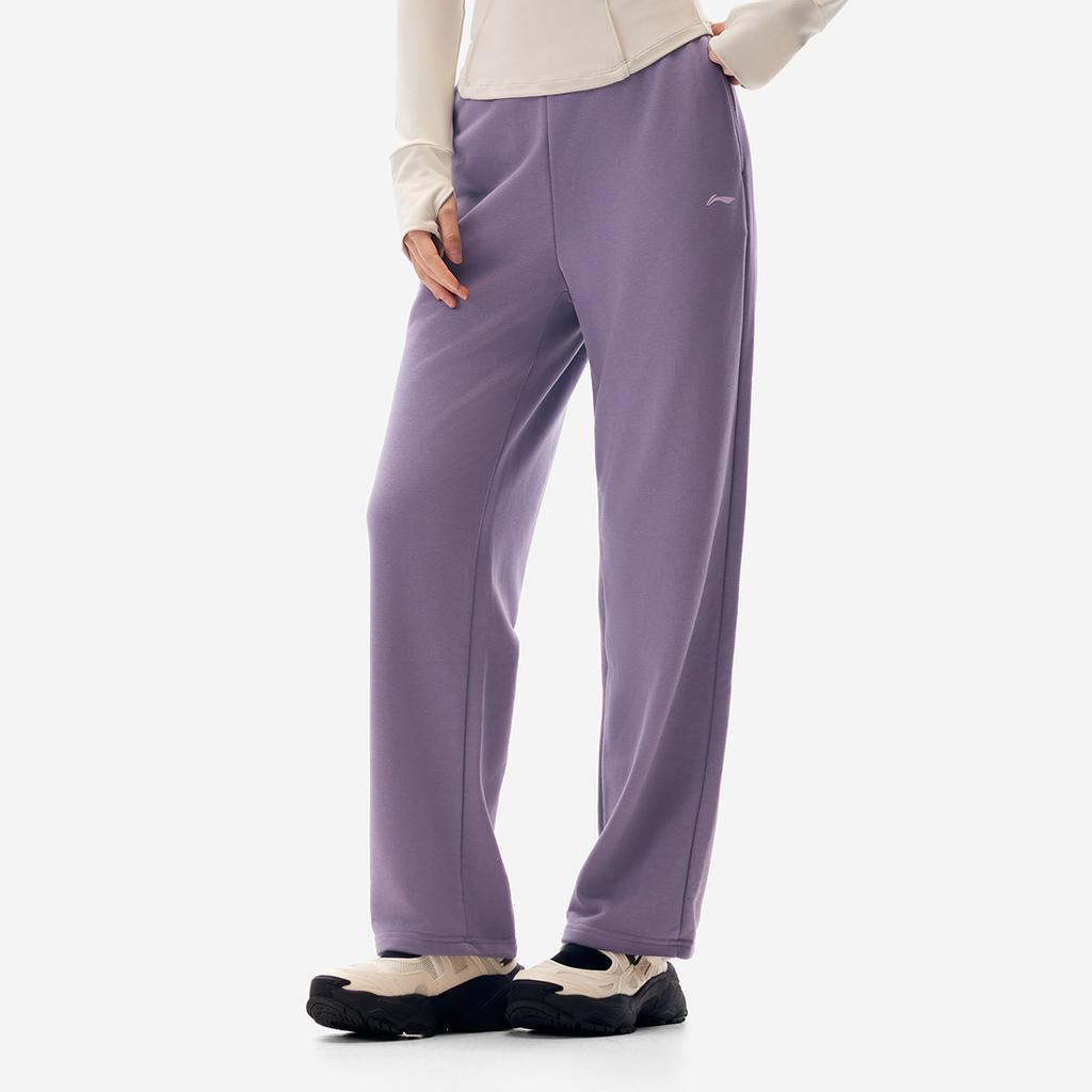 Li-Ning Fitness Series Solid Color Mid-Rise Drawstring Breathable Versatile Straight-Leg Sports Pants Women pants AKLVA52-1