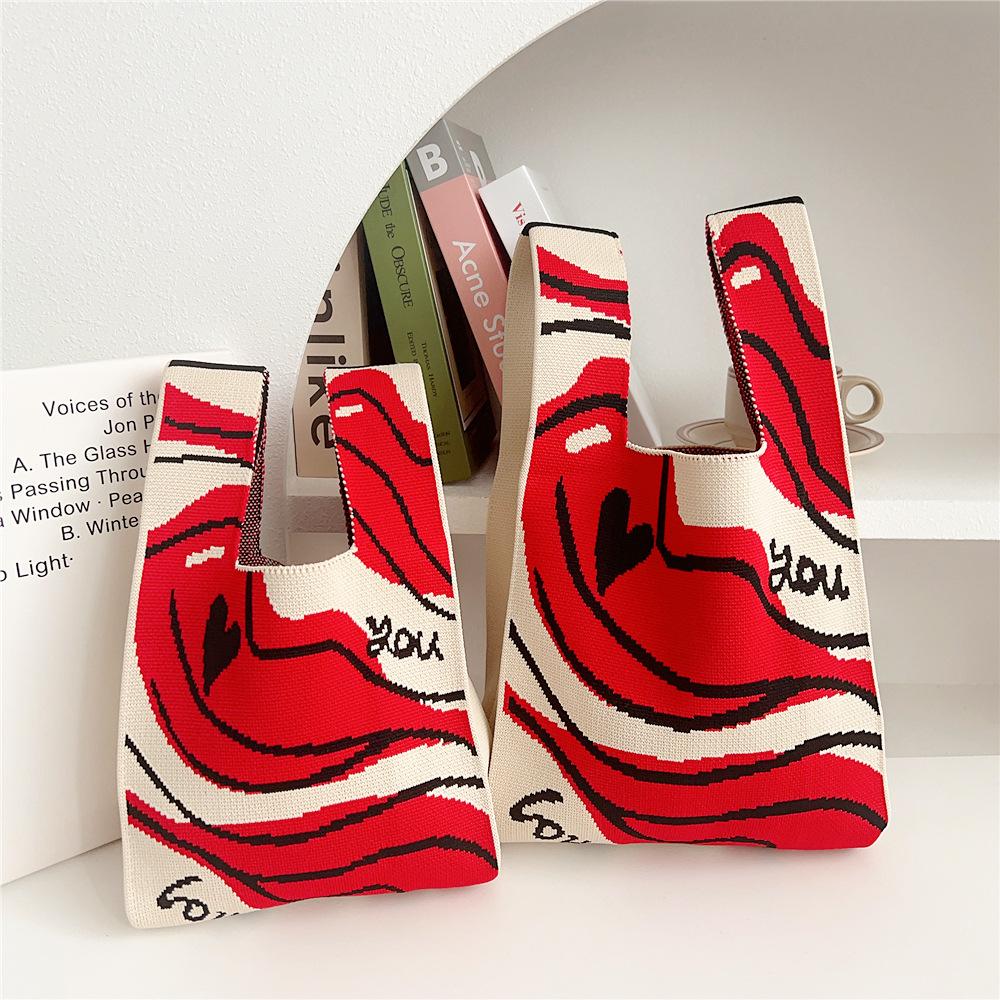 Knitted Mobile Phone Bag For Women In Spring And Autumn Cute Cartoon Versatile One Shoulder Diagonal Cross Bag Travel Coin Purse Small Handbag