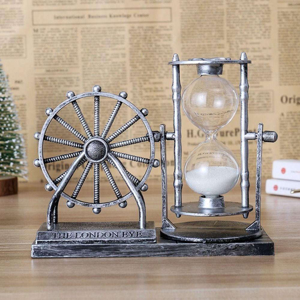 Clock Art Rotating Ferris Wheel Hourglass Sand Glass Plastic Sand Clock Timer Vintage Ferris Wheel Ornament Desktop Decor