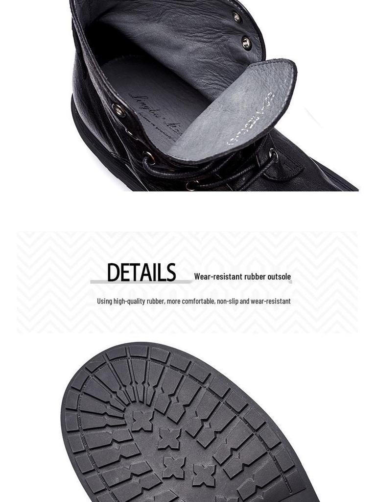 Martin Herren Echtleder Retro High-Top Knöchelboots mit japanischem Patchwork