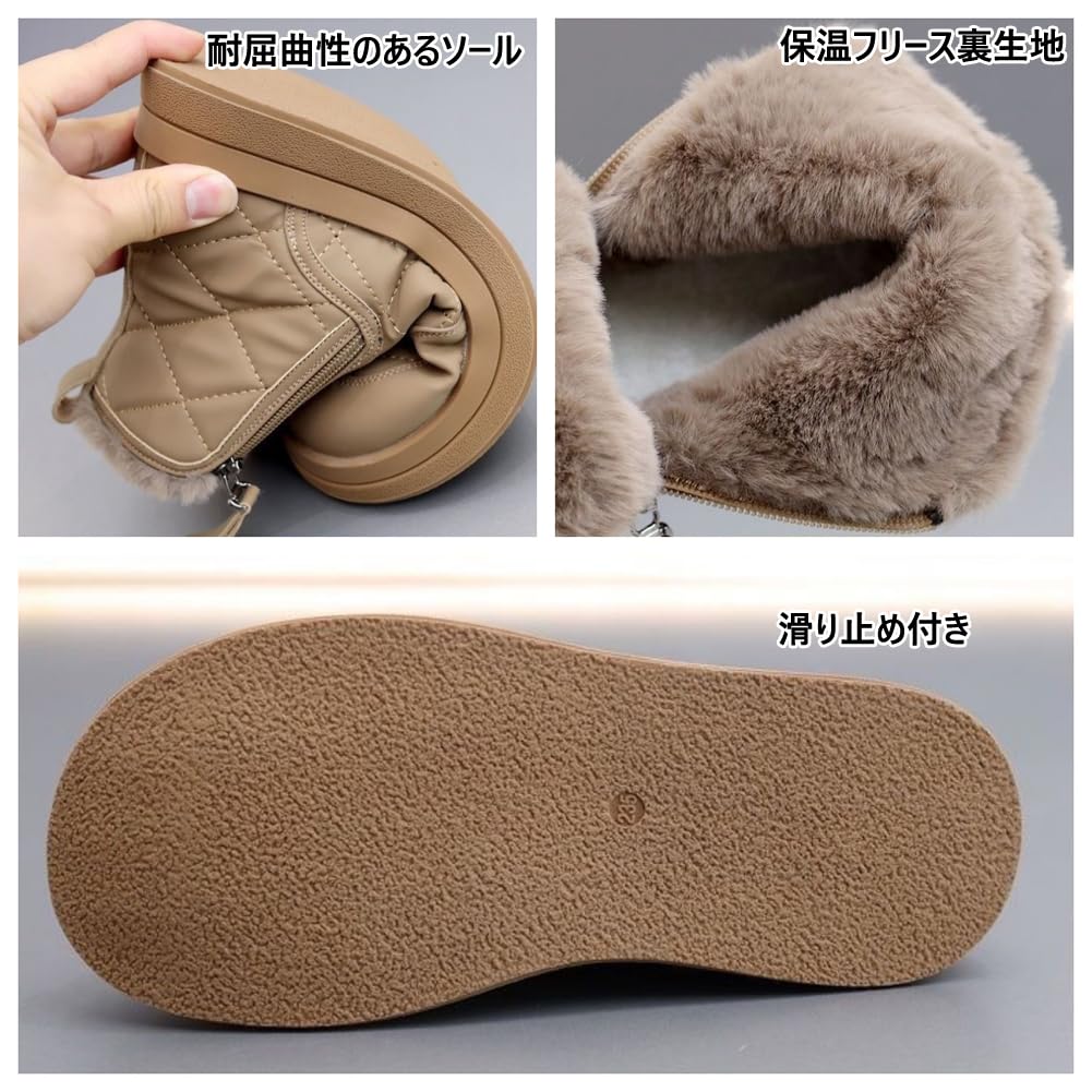 MiraiHiraki Snow Sheepskin Boots with Inner Short Winter Zipper Cold Weather Winter Shoes Women's Boots, Fur, Boots, Boots, Boots, Boots, Non-Slip