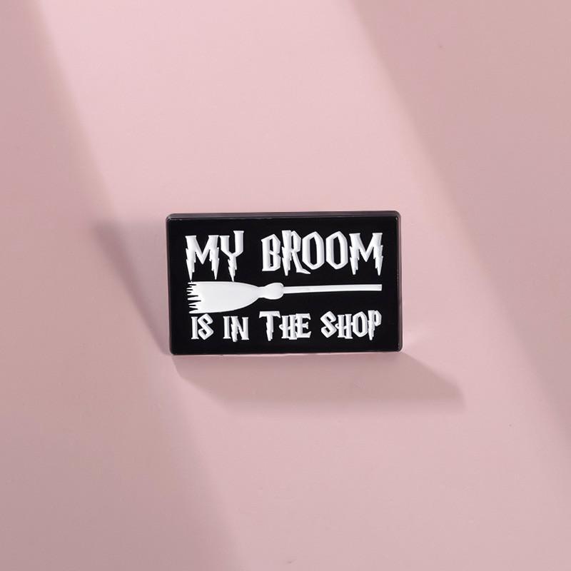 Adorable Cartoon Black Flying Broomstick Alloy Brooch With Colorful Enamel For Unique Styling