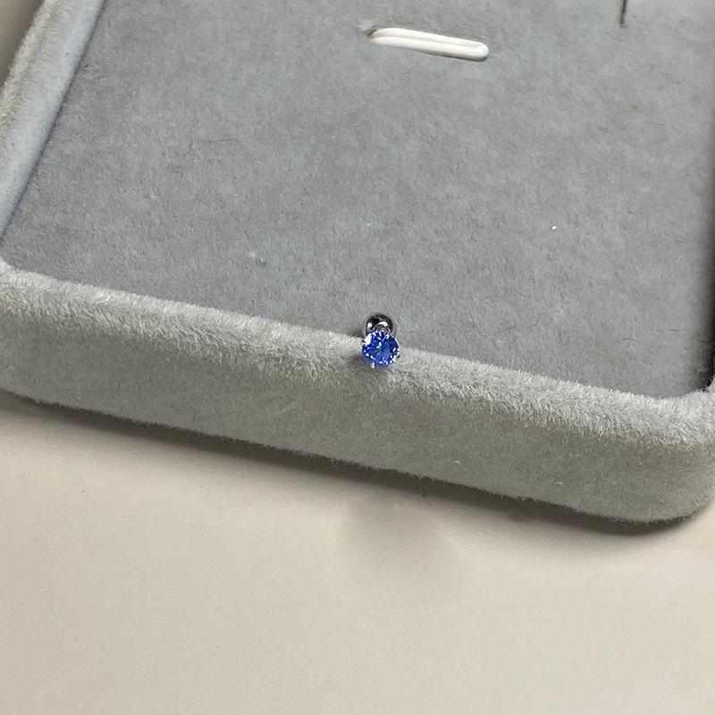 

Short Rod S999 Sterling Silver Screw Stud Earrings Ear Bone Stud Sleep No Need to Take off Pink Blue Zircon Colorful Crystals Ear Ear Bone Pin Women Blue Diamond 3m single (rod length 4mm)