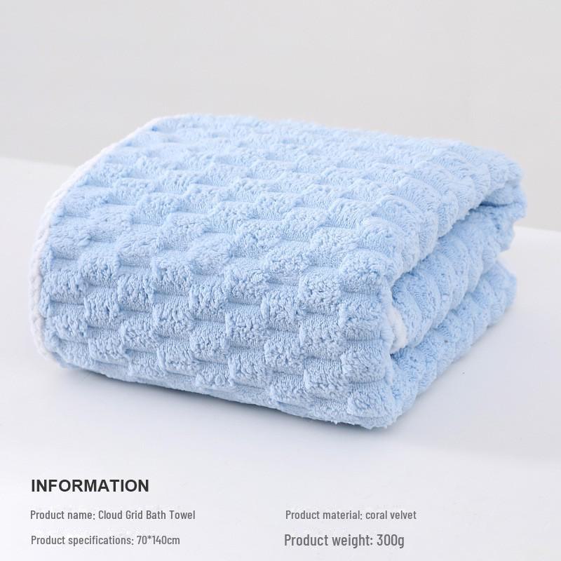 Extra Thick Coral Fleece Bath Towel Set for Women - 3 Piece Adult Set with Dry Hair Cap