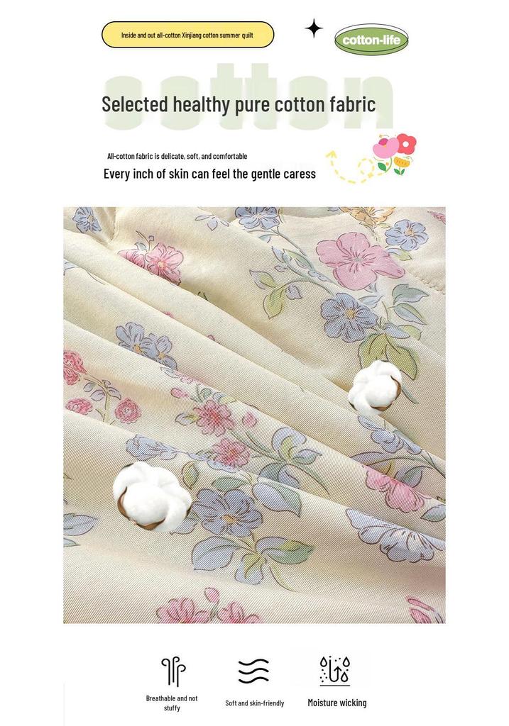 Class A Pure Cotton Summer Air Conditioning Quilt - Thin, Machine Washable