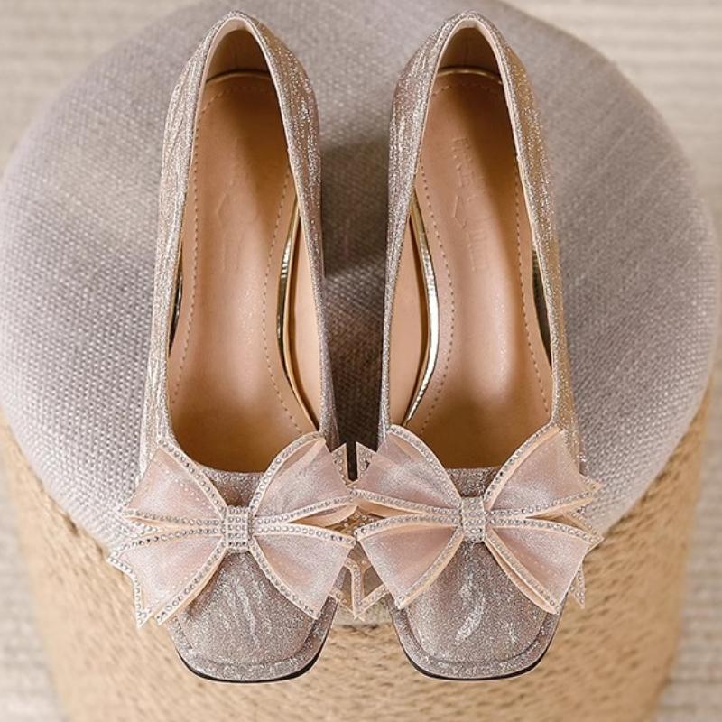 Fashion 2025 Style Solid Color High Heels Women Thick All-match Fashion Comfortable Casual Retro Gentle Single Shoe Women