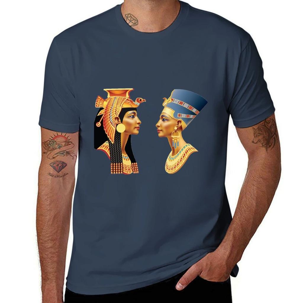 Nefertiti und Kleopatra Königinnen des Alten Ägypten T-Shirt Lässiges Leichtes Sommer-Oberteil mit Kurzen Ärmeln