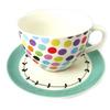 Les Trésors De Lily [N8500] - Tasse + Untertasse 'Vintage Design' bunte Punkte - Tasse 11x7 cm