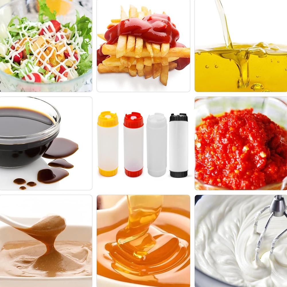 Squeeze Condiment Bottles For Sauces Leak Proof Oil Syrup Dressing Squirt Bottles 16 Oz For Kids Adults Children's Birthday Gift Holiday Present