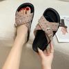 Large size thick-soled slippers women's 2025 summer new European and American rivet belt buckle versatile one-word cool slippers women