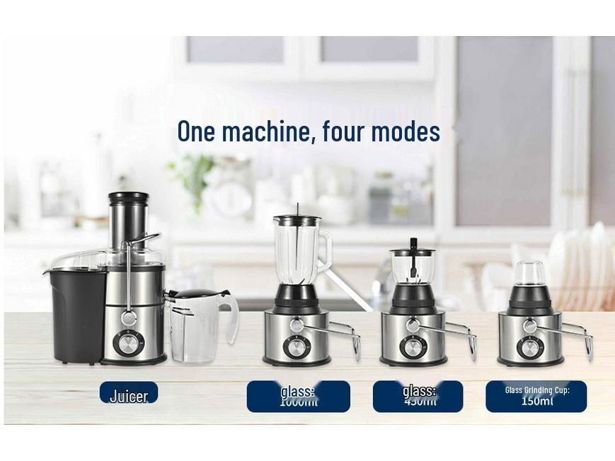 Commercial Multi-Functional 4-in-1 Juicer & Blender with Large Caliber Stainless Steel Design