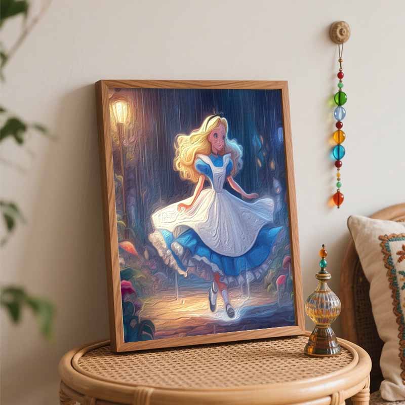 Disney DIY Painting Kit Alice Rain Classic Style Home Decor Craft Gift Idea Art Paint by Numbers Set Elegant Wonderland Wall Decor Painting