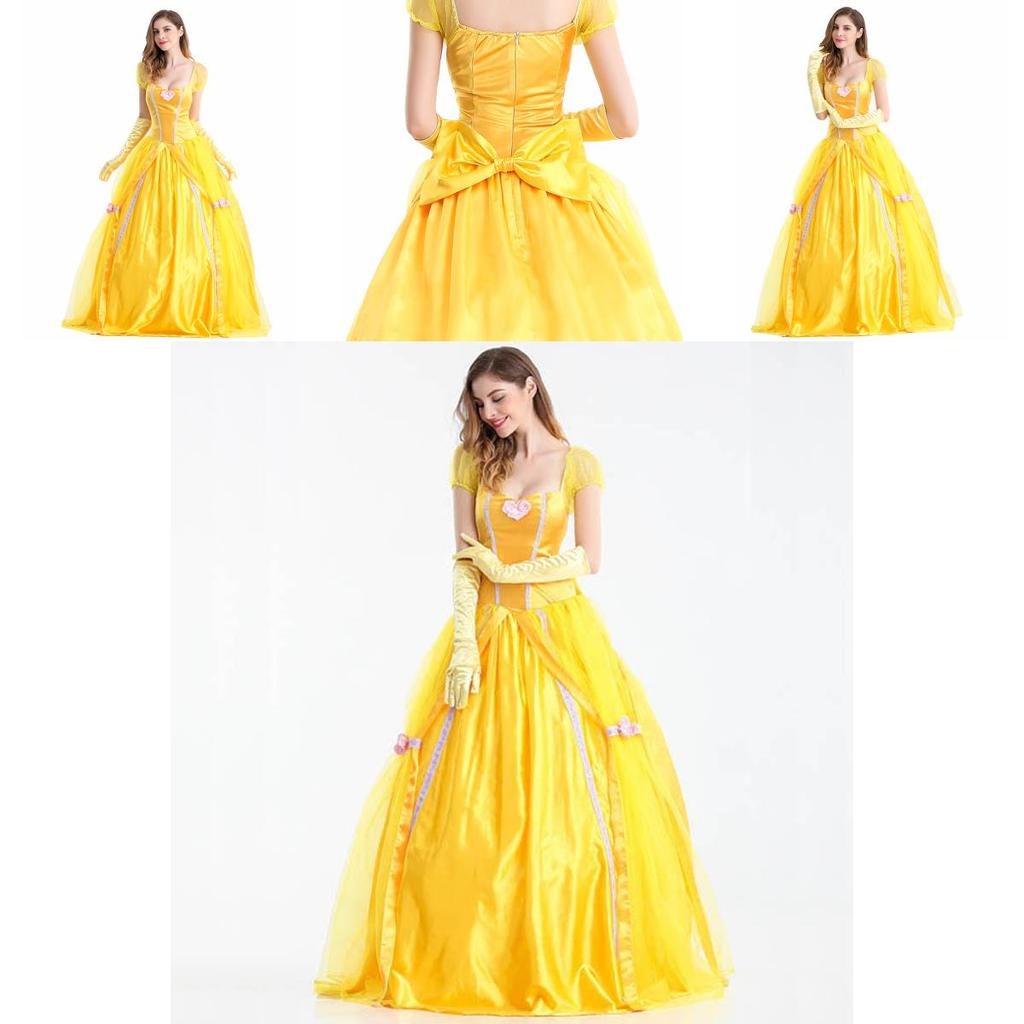 Elegant Layered Yellow Ball Gown Adults Beauty And The Beast Belle Costume