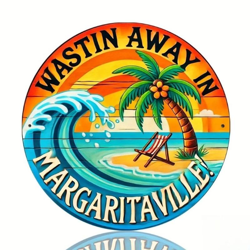 Hexenbesen Halloween Schild, Runde Aluminium Wandplakette 20x20cm