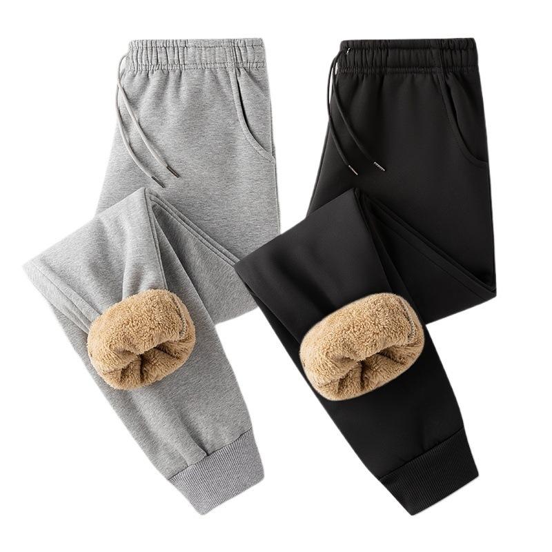 Pantaloni Invernali Spessi di Lana d'Agnello per Uomo, Pantaloni Sanitari Invernali Spessi di Lana per Uomo, Pantaloni Casual da Uomo Sportivi con Gamba Legata
