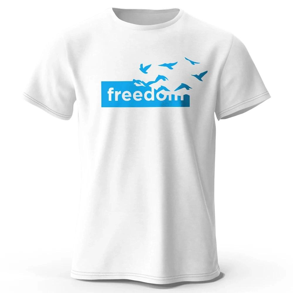 2025 Men's The Freedom Letter Printed T-Shirt 100_ Cotton Oversized Funny Graphic Tees for Men Women Summer Tops