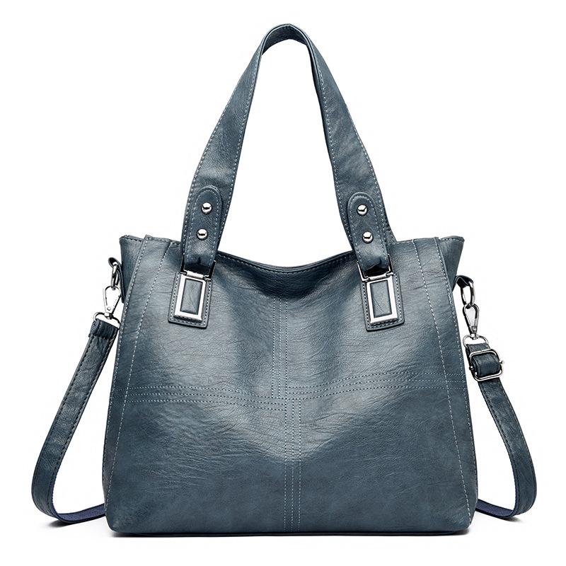 Vintage Leather Shoulder Crossbody Bag Tote Structured Leather Tote Bag with Adjustable Strap Women's Shoulder Bag for Daily Use